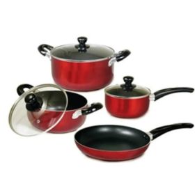 Better Chef 7-Piece Aluminum Non-Stick Cookware Set with Bakelite Handles (Option: MetallicRed)